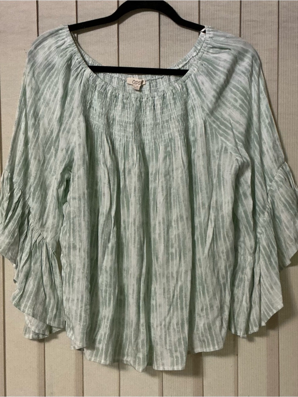 ODDi Mint Green Boho Peasant Blouse - Lightweight Women's Top